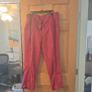 Caslon Red Linen Pants